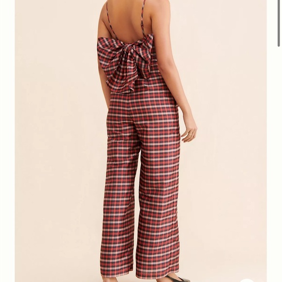 Anthropologie Hutch Plaid Bow Jumpsuit - Picture 2 of 12